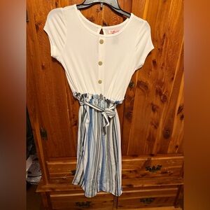 Paper Doll White Textured Fabric Jumpsuit Size Large 14/16